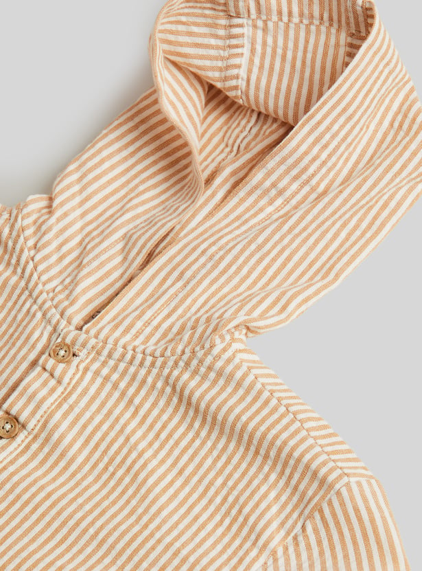 Juniors Striped Hooded Shirt