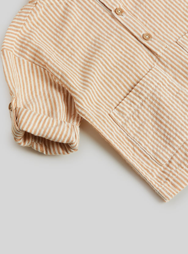 Juniors Striped Hooded Shirt