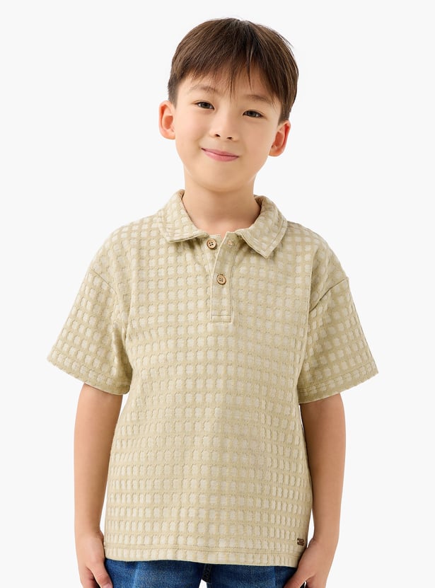 Juniors Textured Polo T-shirt