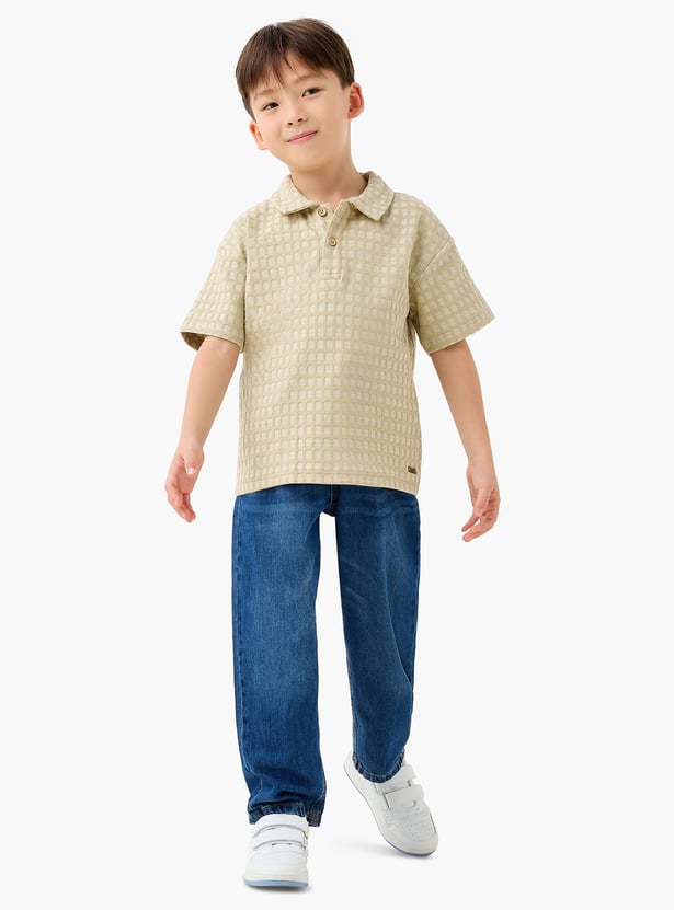 Juniors Textured Polo T-shirt