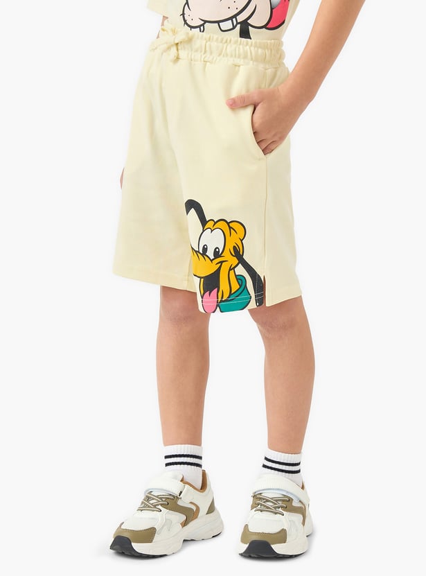 Juniors Mickey Mouse Print Polo T-shirt and Shorts Set