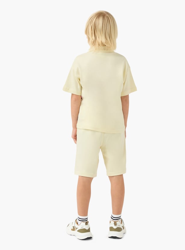Juniors Mickey Mouse Print Polo T-shirt and Shorts Set