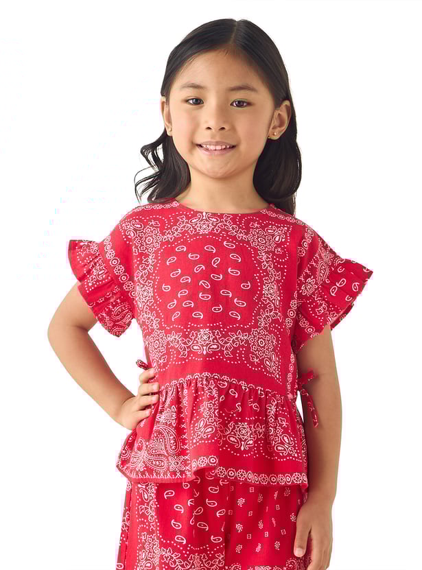 Juniors Paisley Print Top and Pants Set