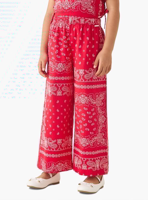 Juniors Paisley Print Top and Pants Set