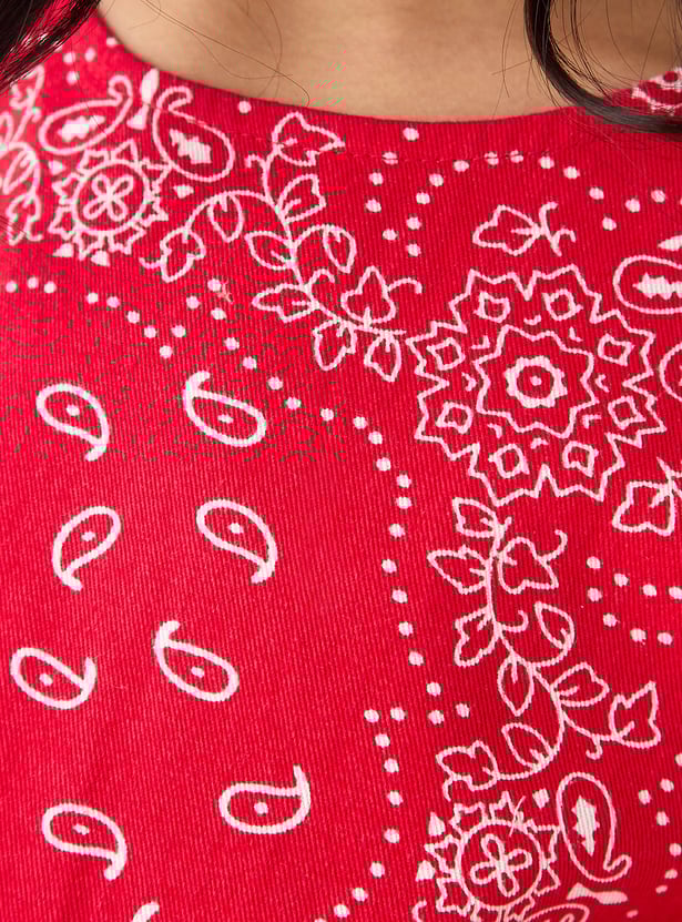 Juniors Paisley Print Top and Pants Set