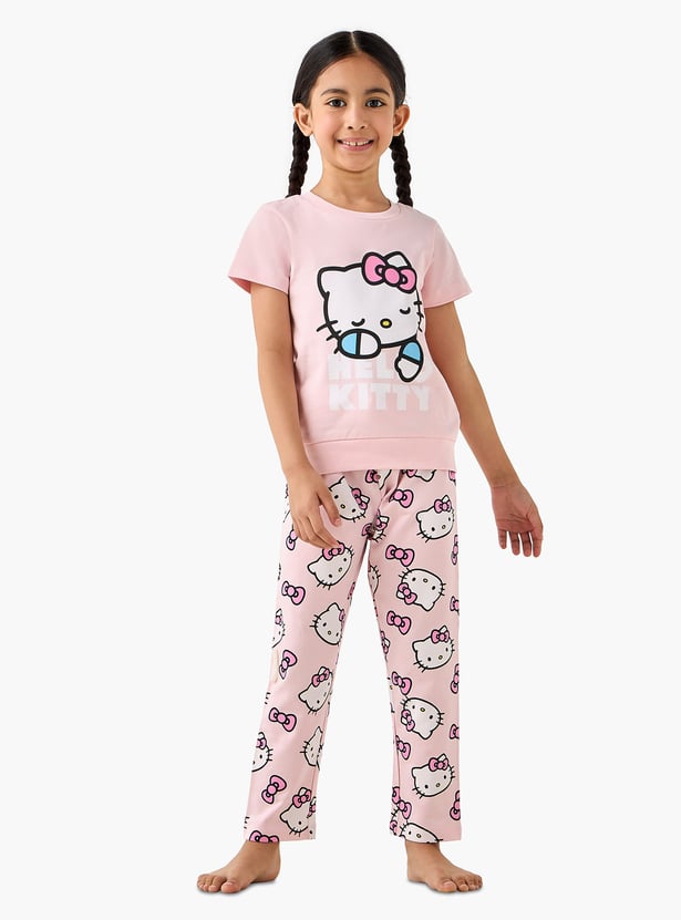 Juniors Hello Kitty Print T-shirt and Pyjama Set
