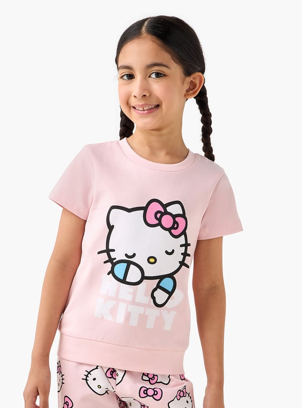 Juniors Hello Kitty Print T-shirt and Pyjama Set