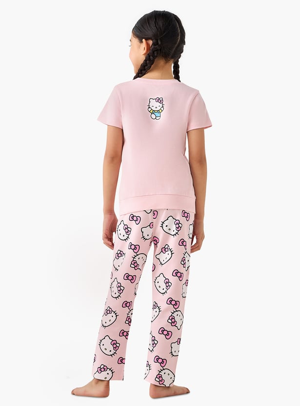 Juniors Hello Kitty Print T-shirt and Pyjama Set