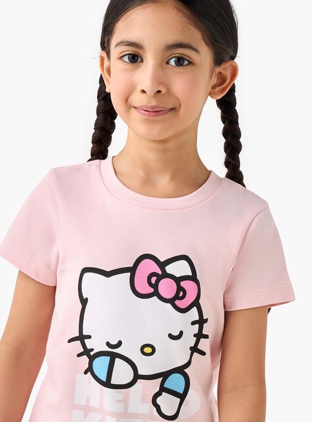 Juniors Hello Kitty Print T-shirt and Pyjama Set