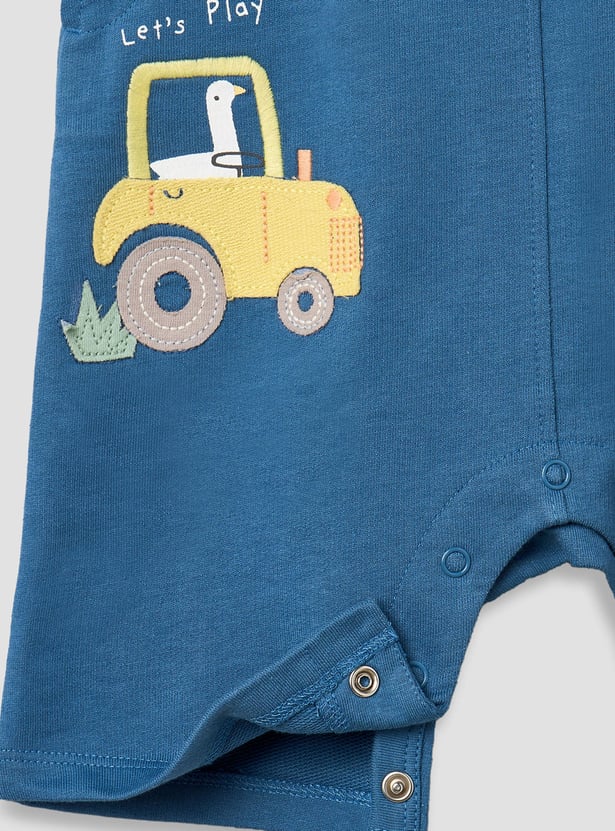 Juniors Applique Dungaree With T-shirt Set