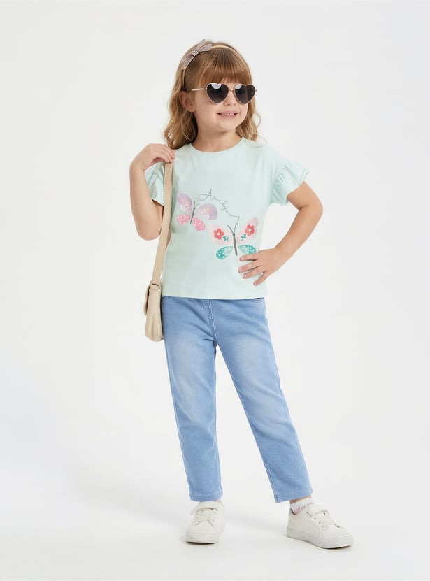 Juniors Butterfly Print T-shirt