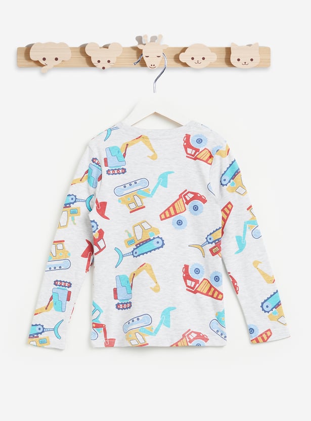 Juniors Construction Vehicle Print T-shirt and Pyjama Set