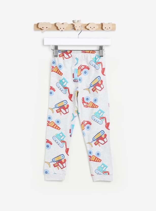 Juniors Construction Vehicle Print T-shirt and Pyjama Set