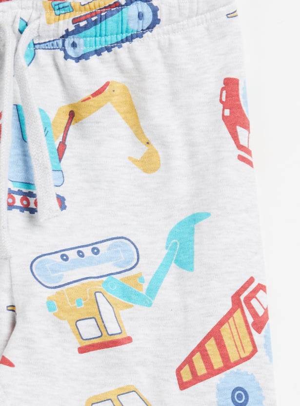 Juniors Construction Vehicle Print T-shirt and Pyjama Set