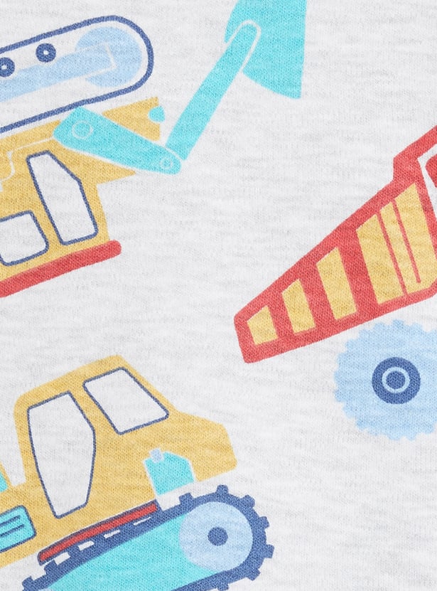 Juniors Construction Vehicle Print T-shirt and Pyjama Set