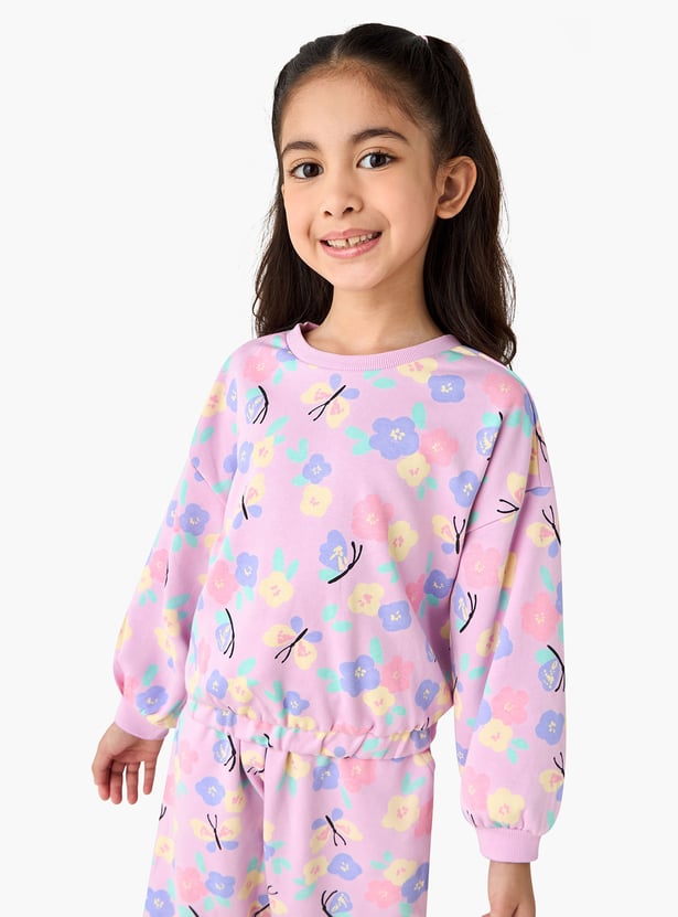 Juniors Floral Print Sweatshirt