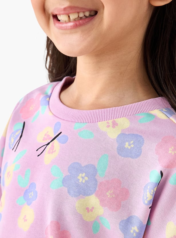 Juniors Floral Print Sweatshirt