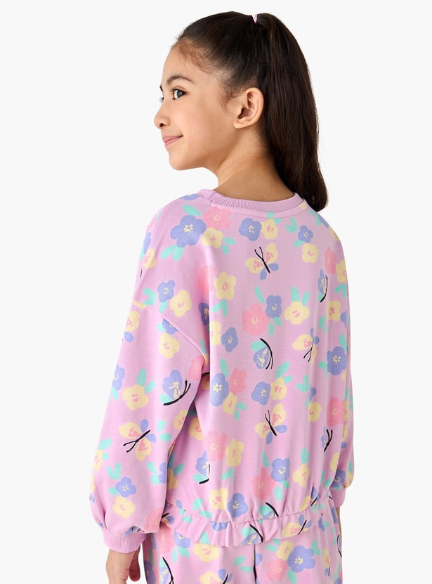Juniors Floral Print Sweatshirt