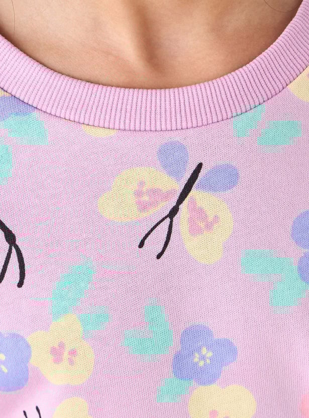 Juniors Floral Print Sweatshirt