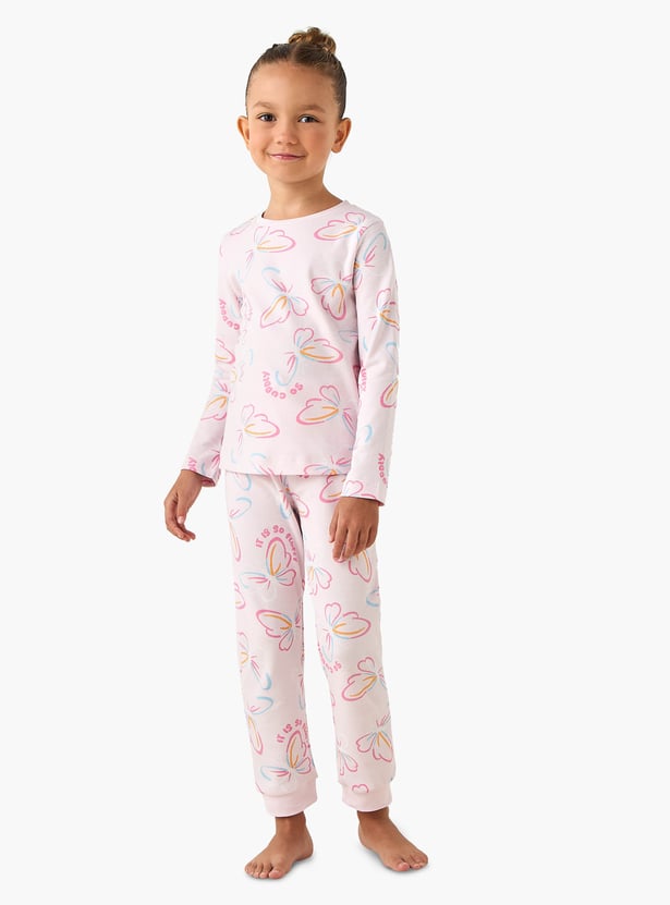Juniors Butterfly Print T-shirt and Pyjama Set