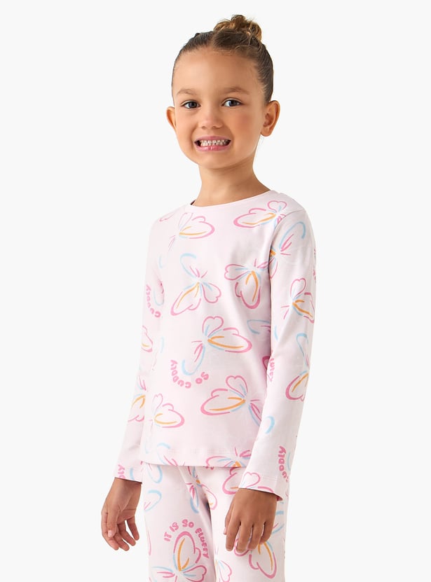 Juniors Butterfly Print T-shirt and Pyjama Set