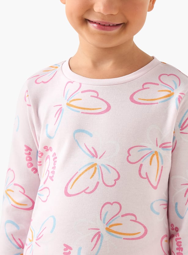 Juniors Butterfly Print T-shirt and Pyjama Set