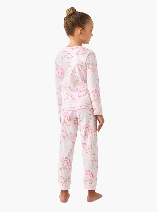 Juniors Butterfly Print T-shirt and Pyjama Set