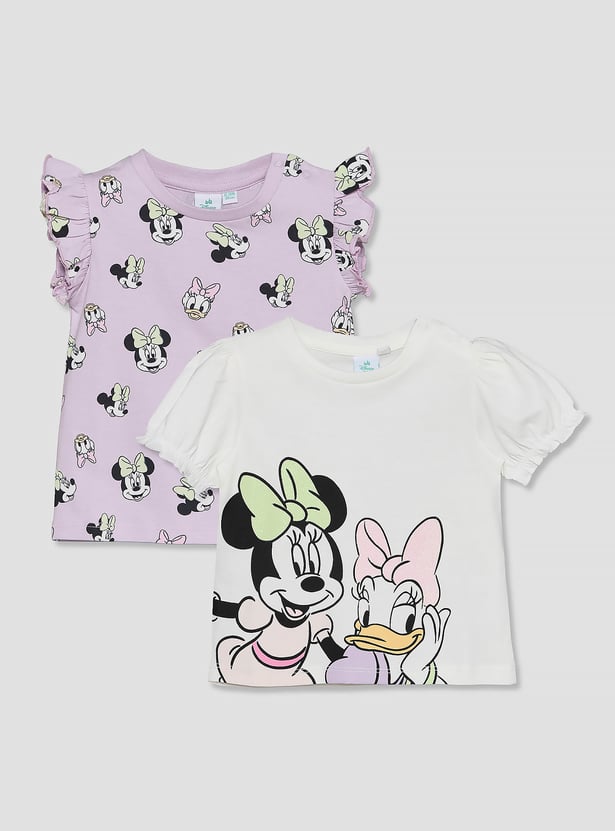 Juniors Minnie Mouse and Daisy Duck Print T-shirts - Pack of 2