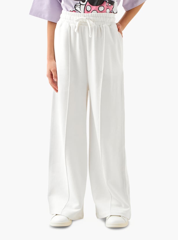 Juniors Solid Wide Leg Track Pants