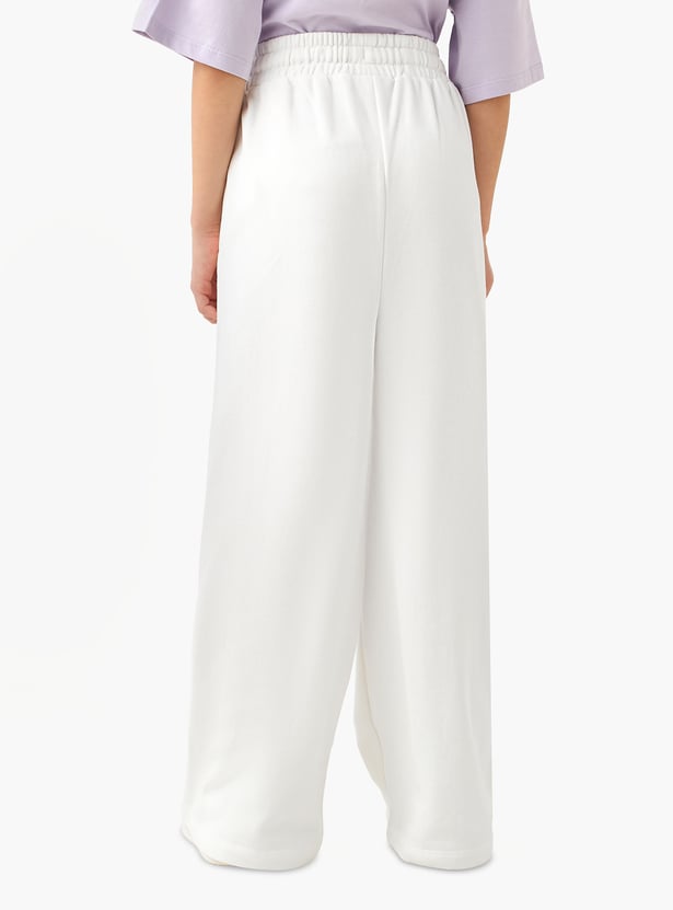 Juniors Solid Wide Leg Track Pants