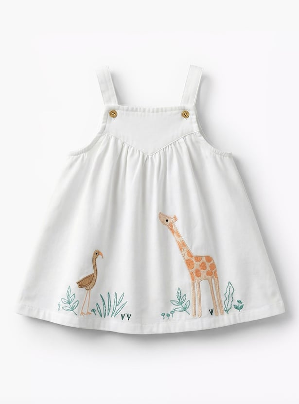 Juniors Embroidered Pinafore Dress and Top Set