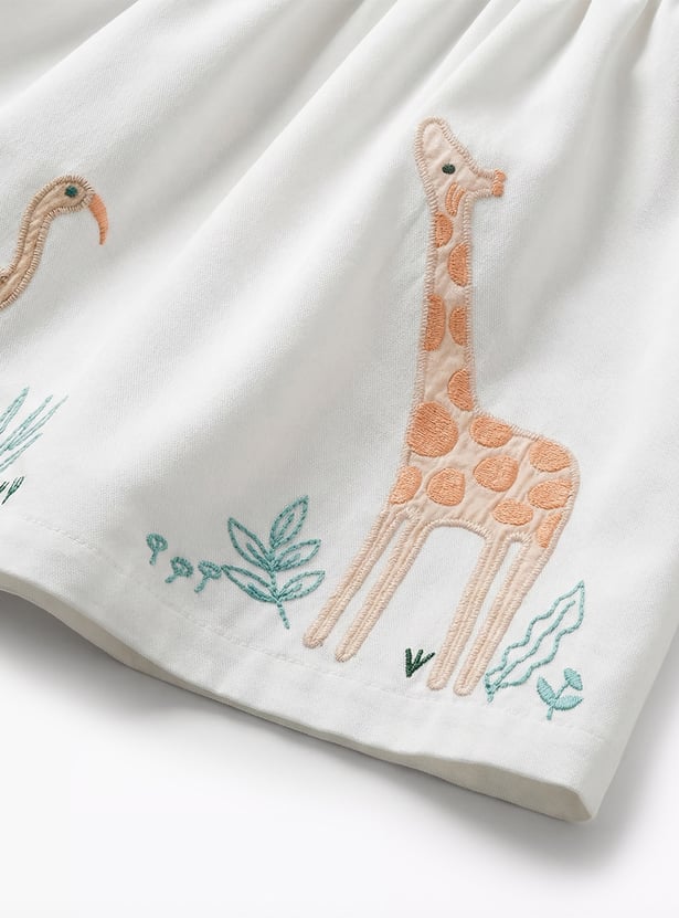 Juniors Embroidered Pinafore Dress and Top Set