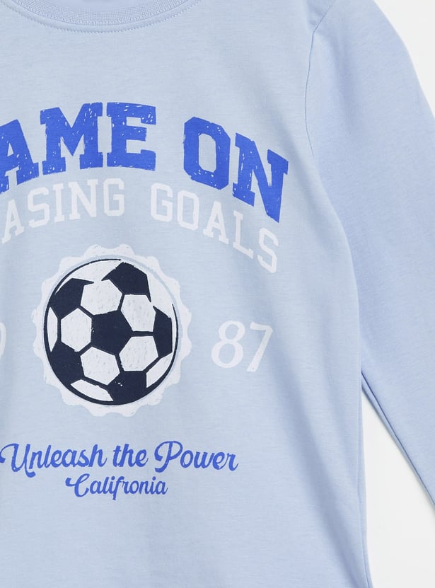 Juniors Football Printed T-shirt and Pyjama - Set of 2