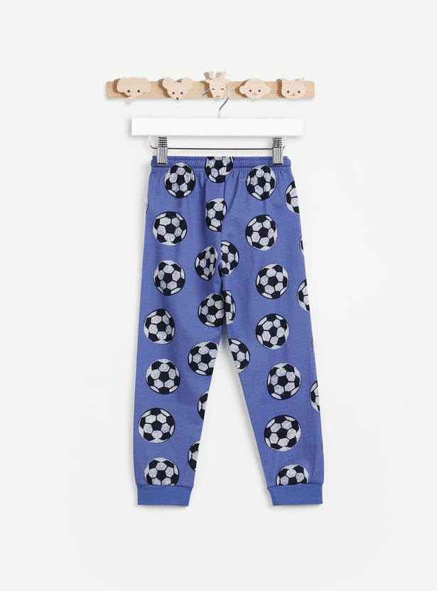 Juniors Football Printed T-shirt and Pyjama - Set of 2