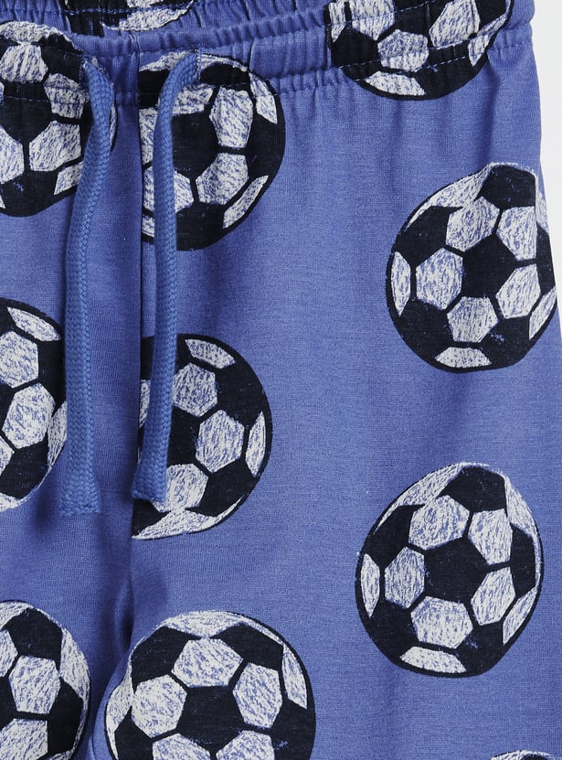 Juniors Football Printed T-shirt and Pyjama - Set of 2