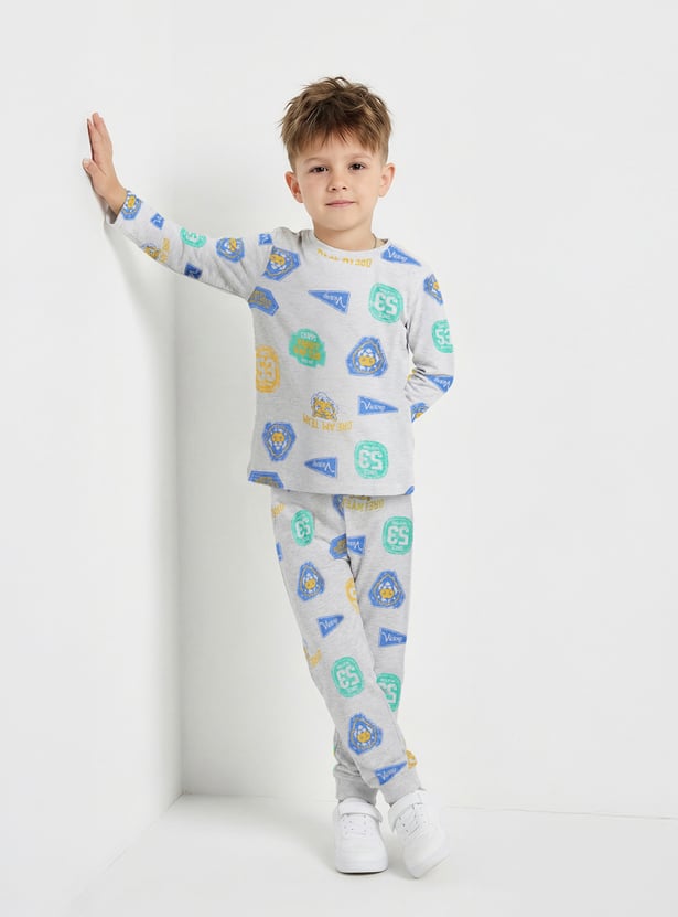 Juniors Football Printed T-shirt and Pyjama - Set of 2