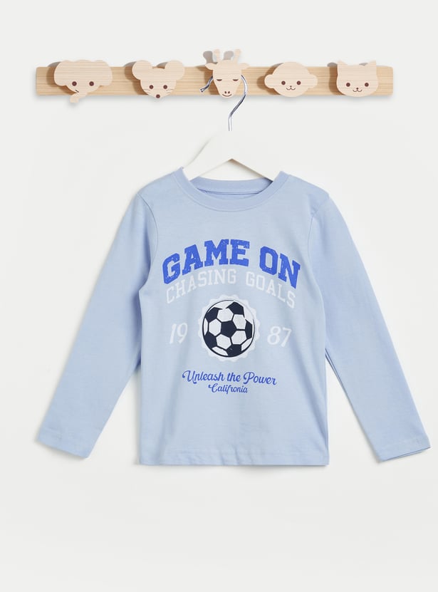 Juniors Football Printed T-shirt and Pyjama - Set of 2