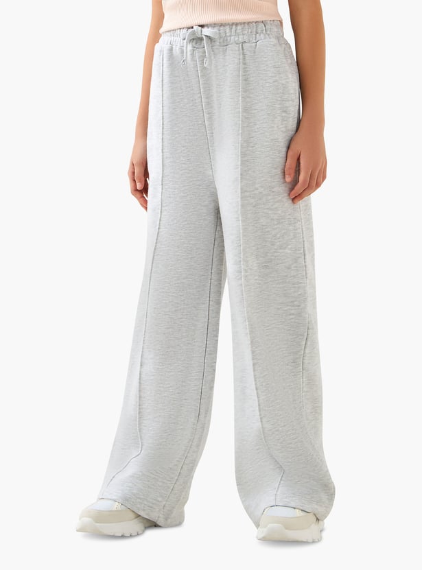 Juniors Solid Wide Leg Track Pants