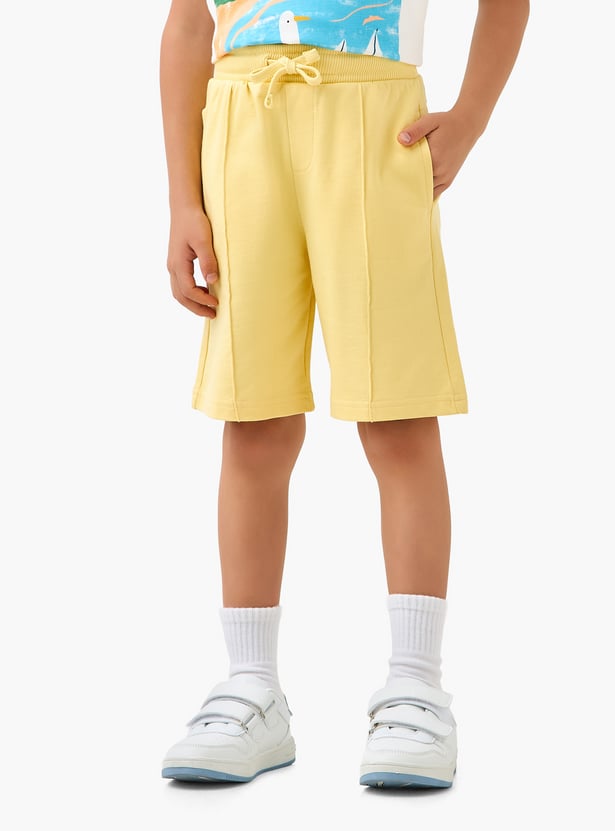 Juniors Solid Shorts with Drawstring Waistband