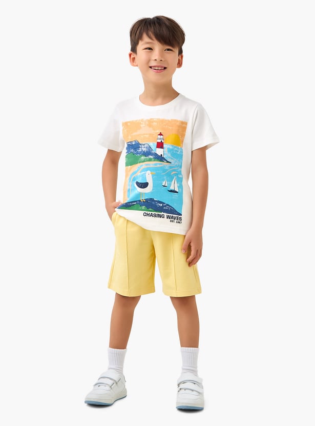 Juniors Solid Shorts with Drawstring Waistband