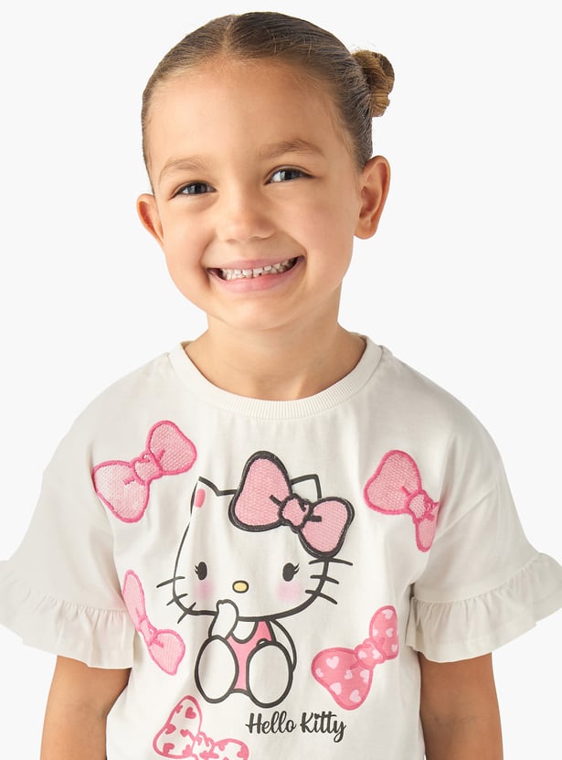 Juniors Hello Kitty Print Top and Jeans Set