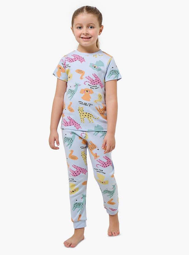 Juniors Printed T-shirt and Pyjama Set