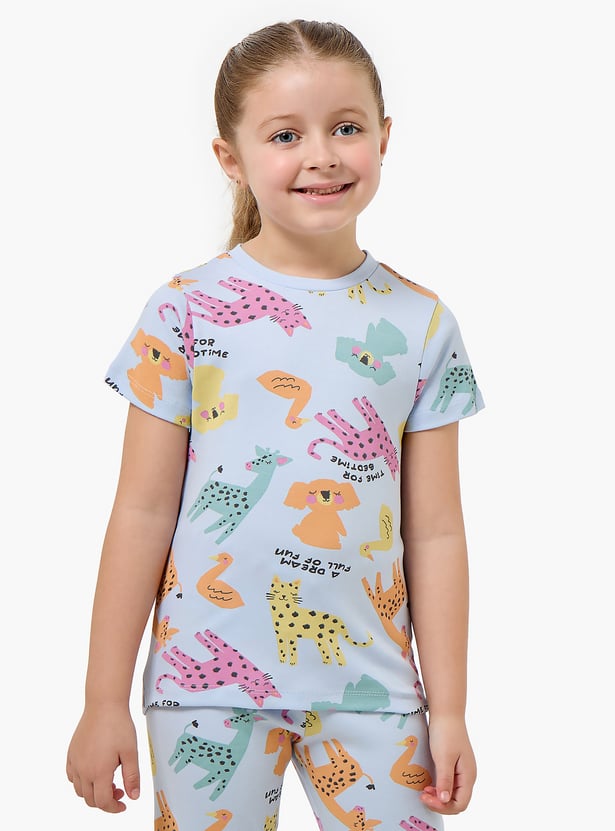 Juniors Printed T-shirt and Pyjama Set