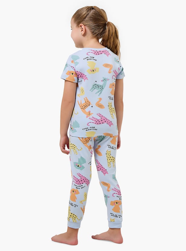 Juniors Printed T-shirt and Pyjama Set