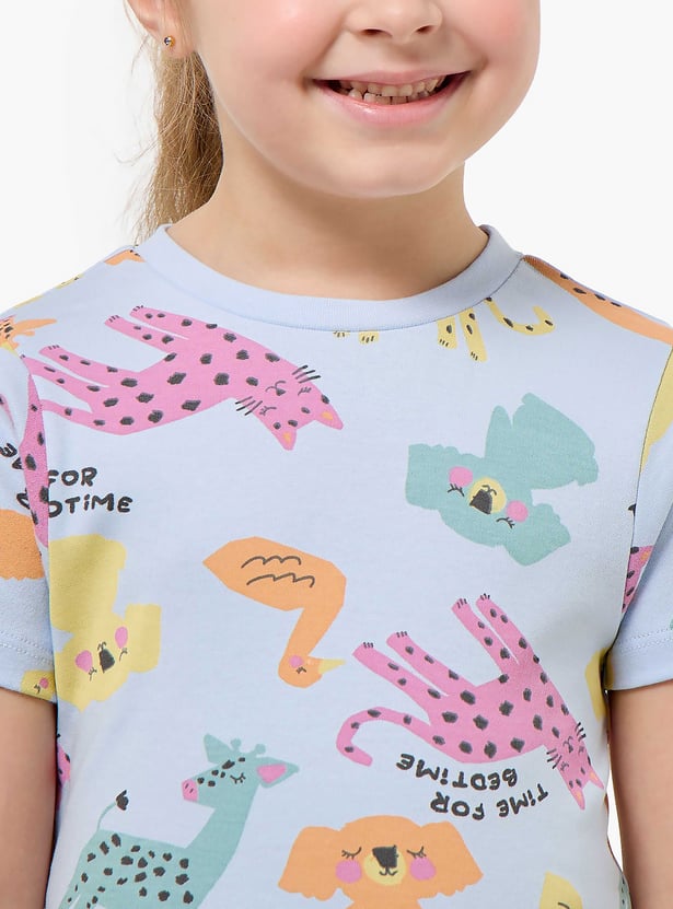 Juniors Printed T-shirt and Pyjama Set