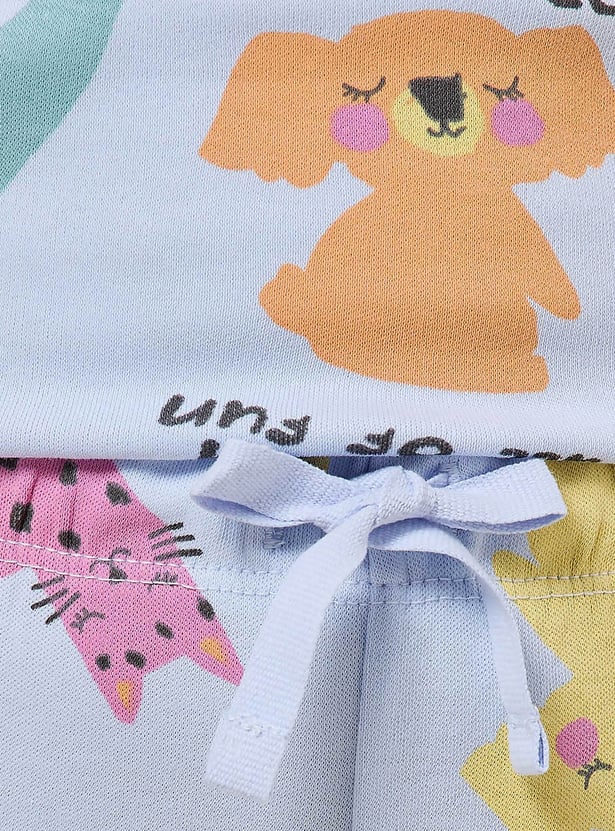 Juniors Printed T-shirt and Pyjama Set