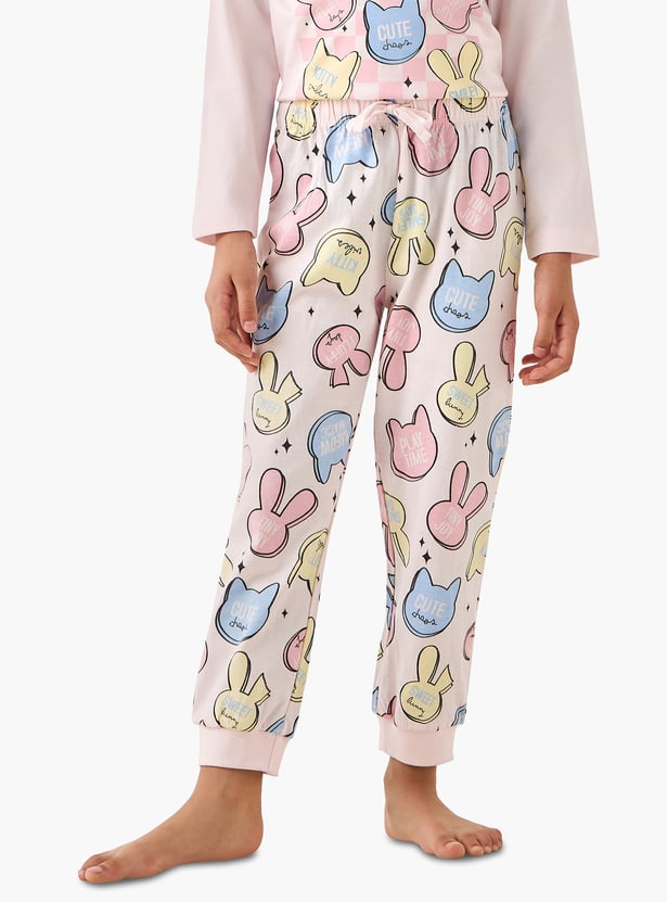 Juniors Printed T-shirt and Pyjama Set