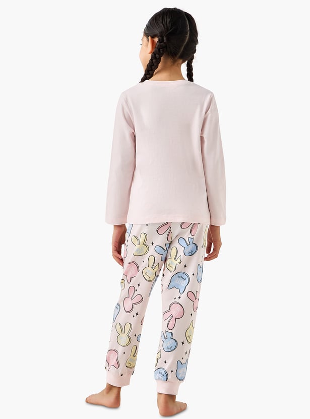 Juniors Printed T-shirt and Pyjama Set