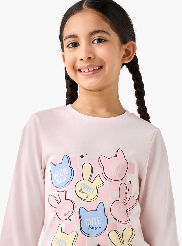 Juniors Printed T-shirt and Pyjama Set