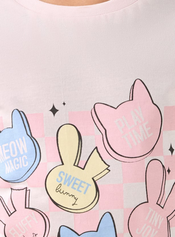 Juniors Printed T-shirt and Pyjama Set